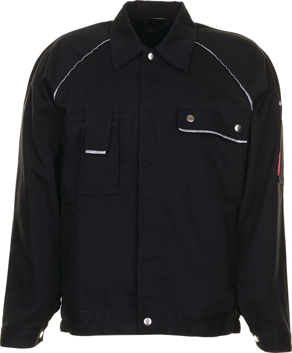 PLANAM Bundjacke Canvas 320 g/m² grau/schwarz – strapazierfähige Berufsjacke mit Reflexbiesen