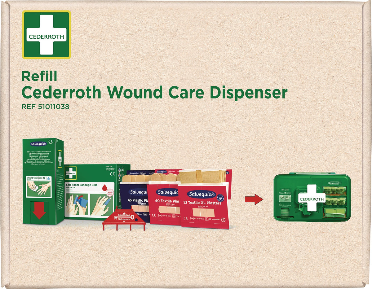 CEDERROTH Nachfüllpack 148-teilig für Wound Care Dispenser – Kompletter Nachfüllsatz