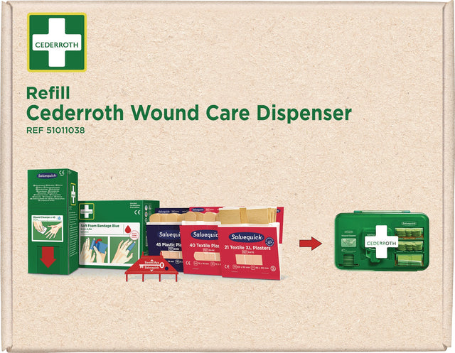 CEDERROTH Nachfüllpack 148-teilig für Wound Care Dispenser – Kompletter Nachfüllsatz