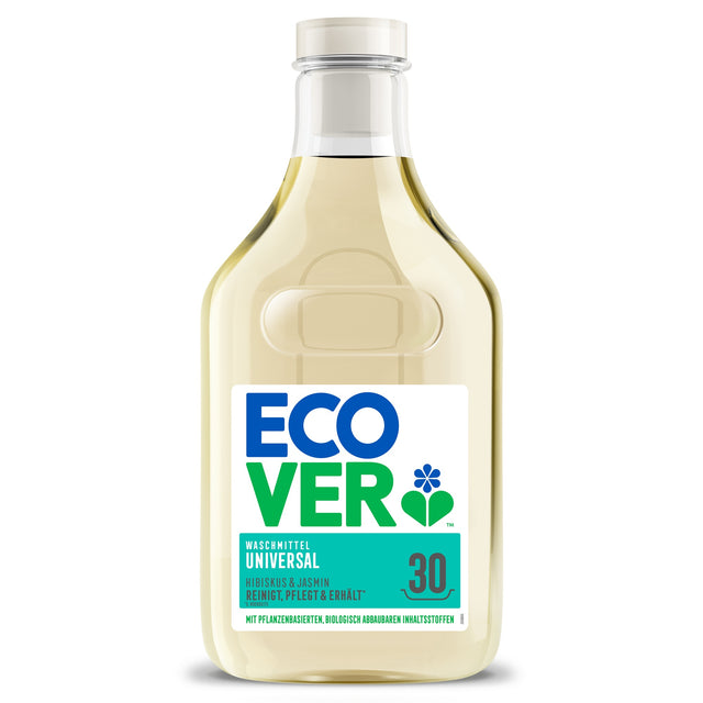 ECOVER Universal Flüssigwaschmittel Hibiskus & Jasmin 1,5 l – 6er Pack für 180 Waschladungen