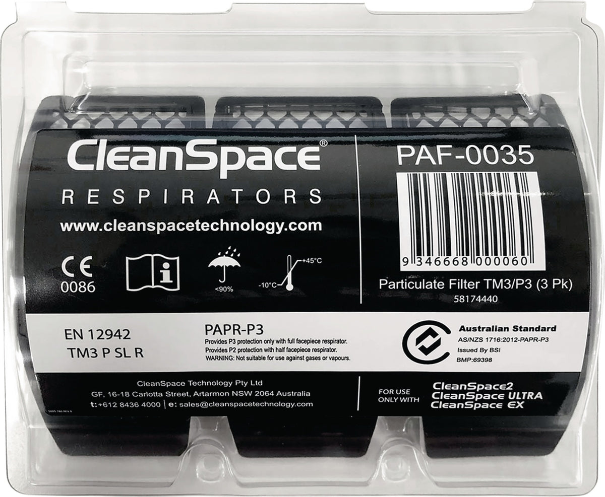 CLEANSPACE Partikelfilter PAF-0035 für CleanSpace System EN 12942 TM3 P3, 3 St./Pack