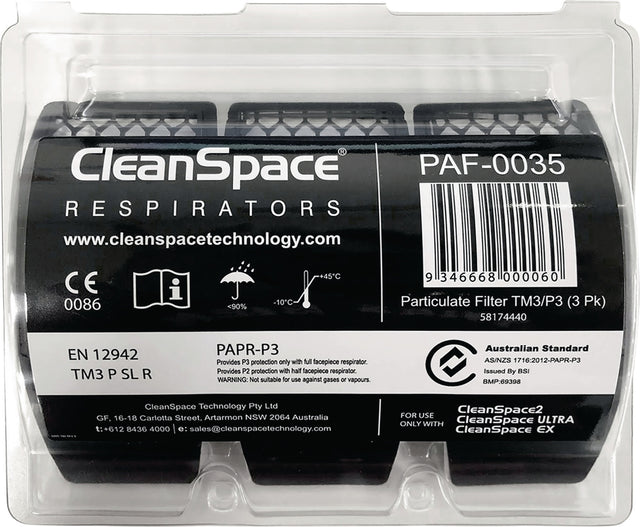 CLEANSPACE Partikelfilter PAF-0035 für CleanSpace System EN 12942 TM3 P3, 3 St./Pack