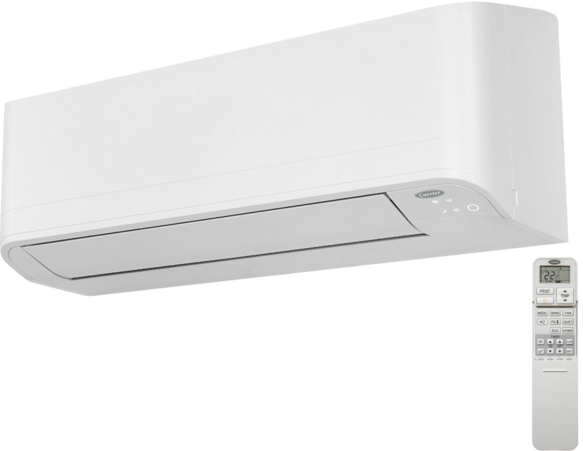 Carrier Komfort Line Klima Inneneinheit 2,0/2,5 kW – Wandgerät für Kühlen und Heizen, Hochglanz-Weiß