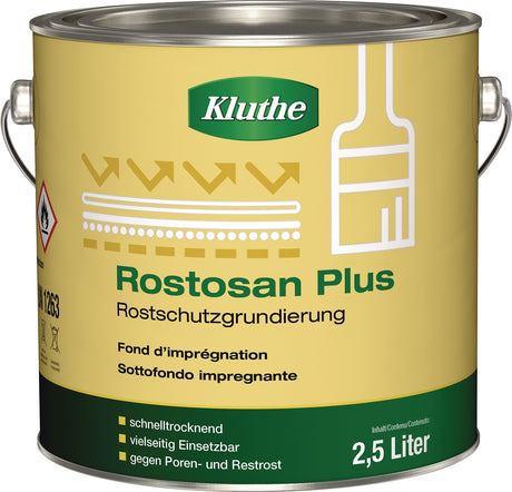 KLUTHE Rostprimer Rostosan® Plus grau 750 ml – Schnelltrocknende Grundierung, 3 Dosen