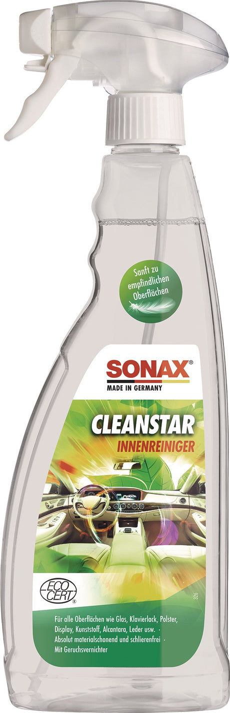 SONAX AutoInnenReiniger CleanStar 750 ml Sprühflasche – materialschonend, mit Ecocert
