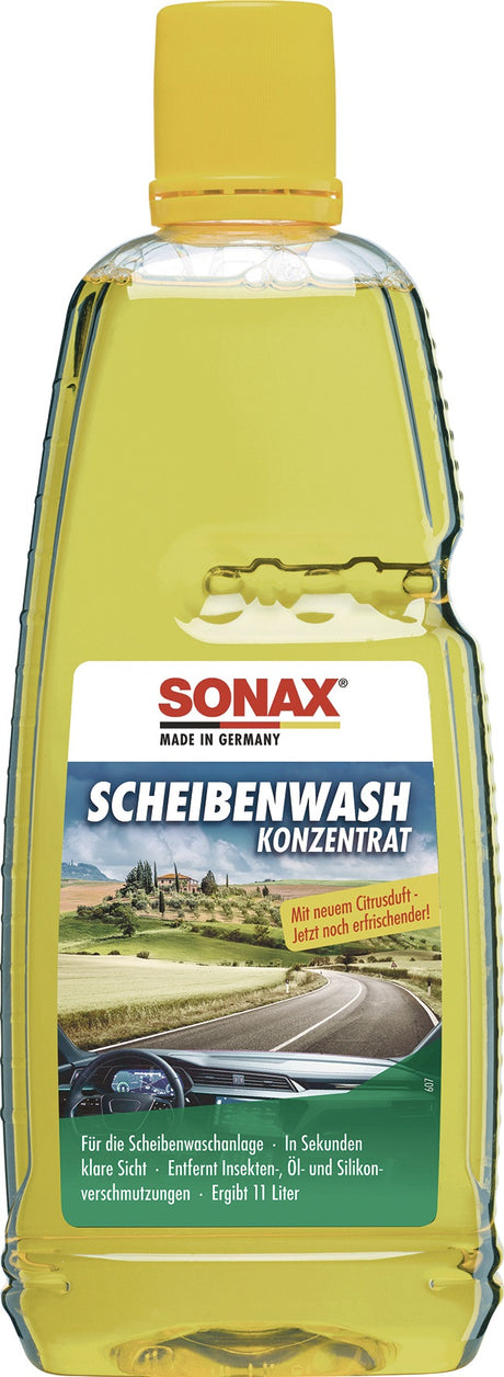 SONAX ScheibenWash Konzentrat Citrus 6x 1 l – Sommer-Scheibenreiniger für klare Sicht