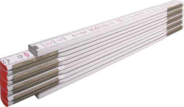 STABILA Gliedermaßstab 1607, 2 m, Buchenholz weiß, mm/cm-Teilung, EG III, 10 Glieder
