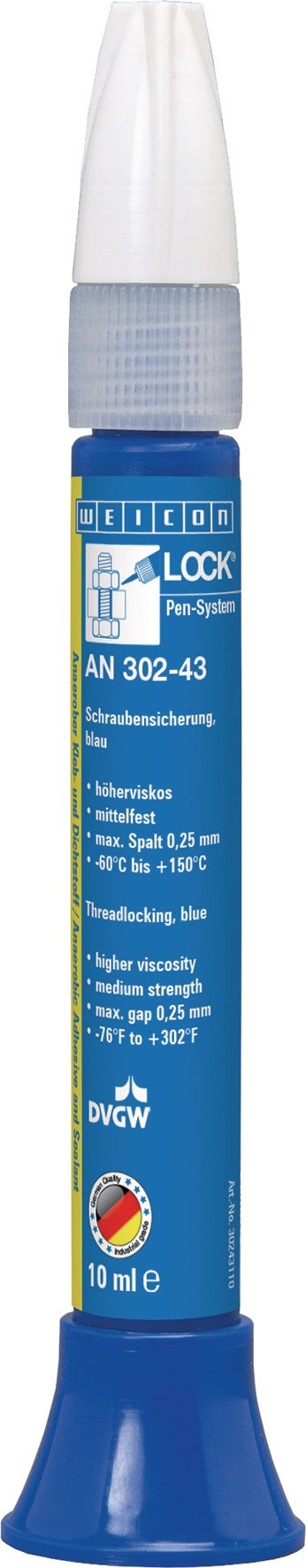 WEICONLOCK AN 302-43 Schraubensicherung 50 ml Pen – mittelfest, blau, DVGW/KTW/NSF S4