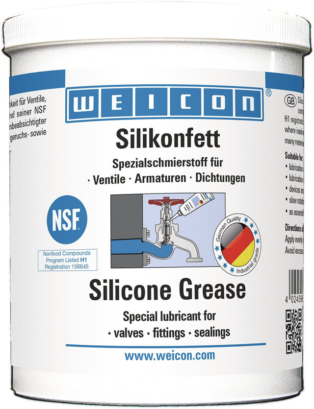 WEICON Silikonfett NSF-H1 transparent 450g Dose – Lebensmittelechtes Schmierfett