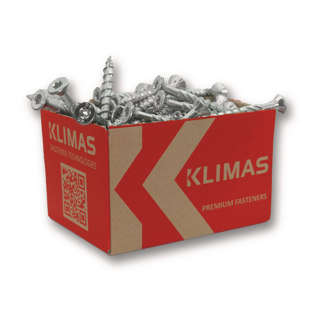 KLIMAS Spanplattenschrauben 3x30 mm Senkkopf TORX hell verzinkt 8000 Stück