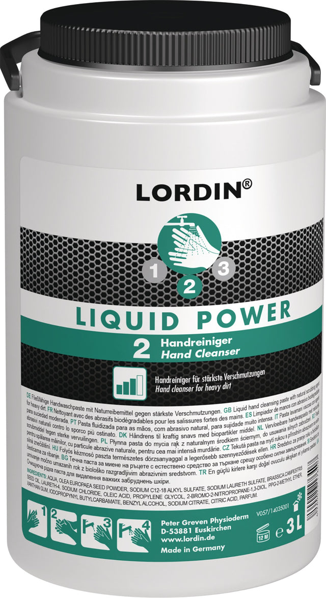 LORDIN LIQUID POWER Handwaschpaste 3 l – seifenfrei, lösemittelfrei, mit Naturreibemittel