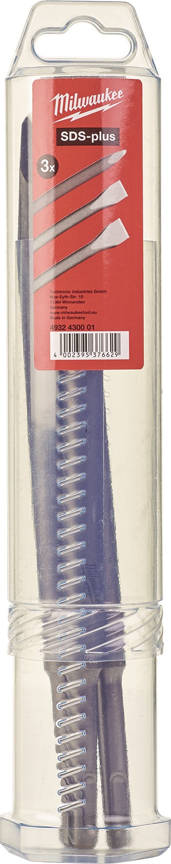 MILWAUKEE Meißel-Set 3-teilig mit Spitz-, Flach- und Breitmeißel, 250 mm Länge