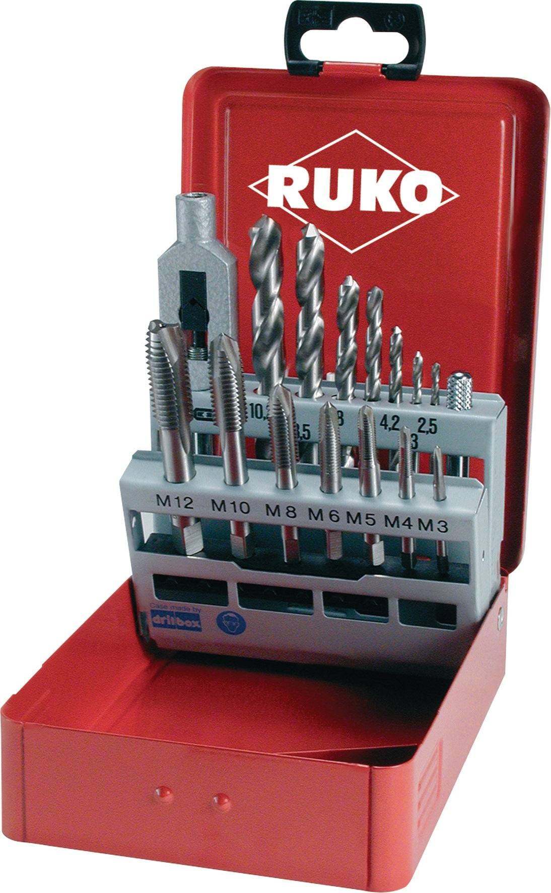 RUKO Einschnittgewindebohrersatz Form B HSS M3-M12 15-teilig mit Schälanschnitt