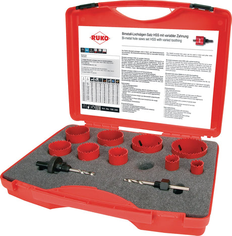 RUKO Lochsägensatz 8-teilig 19-57 mm HSS-Bi-Metall für Sanitär im Kunststoffkoffer