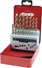 RUKO Spiralbohrersatz DIN 338 HSS-Co5 Gold/schwarzoxidiert 19-teilig 1-10x0,5 mm