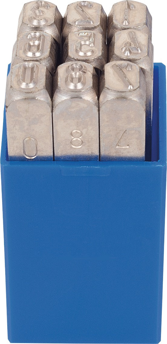 KUKKO Schlagzahlensatz 330, 9-teilig, Zahlen 0-9, Schrifthöhe 2 mm, extra schwere Qualität, in Kunststoffbox