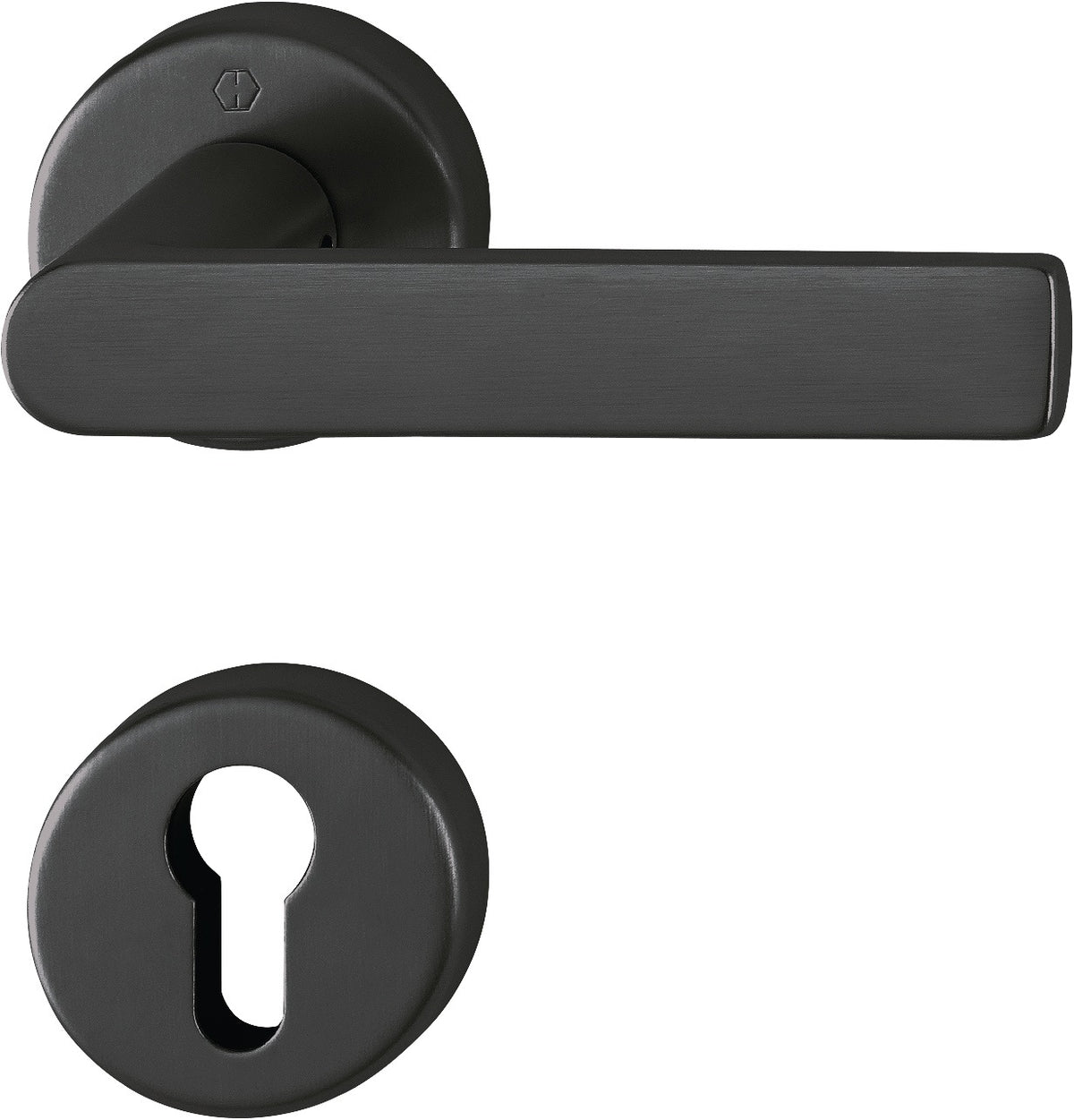 HOPPE Rosettengarnitur Los Angeles M1642/42KV/42KVS – Schwarz satiniert, DIN L/R, 8 mm Vollstift