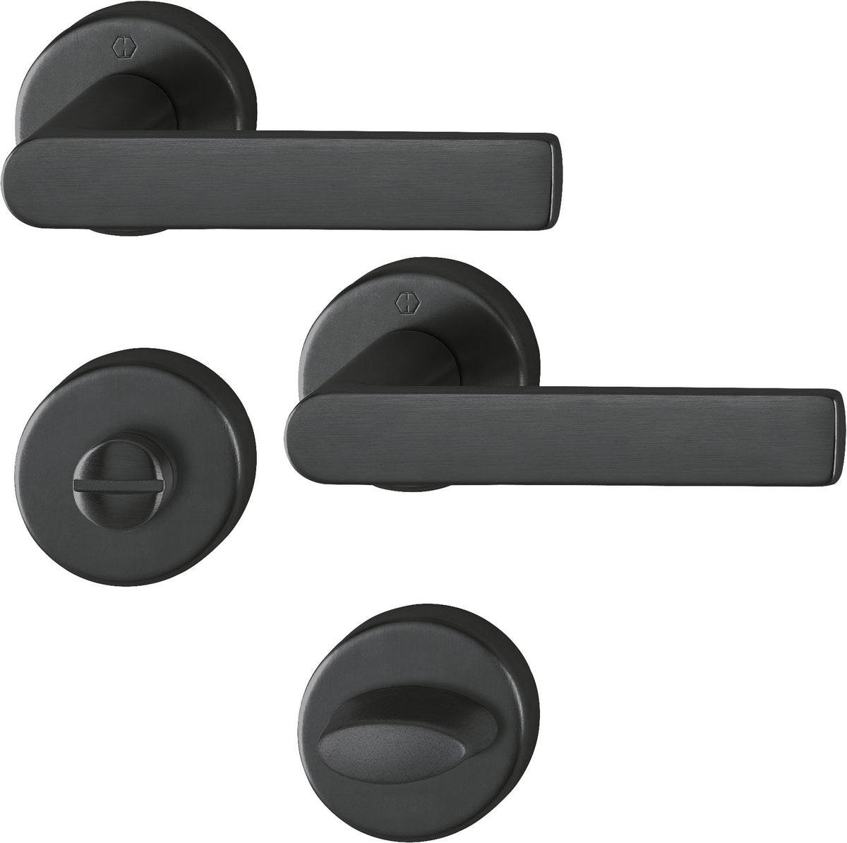 HOPPE Rosettengarnitur Los Angeles M1642/42KV/42KVS – Schwarz satiniert, DIN L/R, 8 mm Vollstift