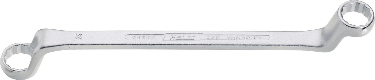 HAZET Doppelringschlüssel 630 12x13mm 220mm – tief gekröpft, CV-Stahl, verchromt