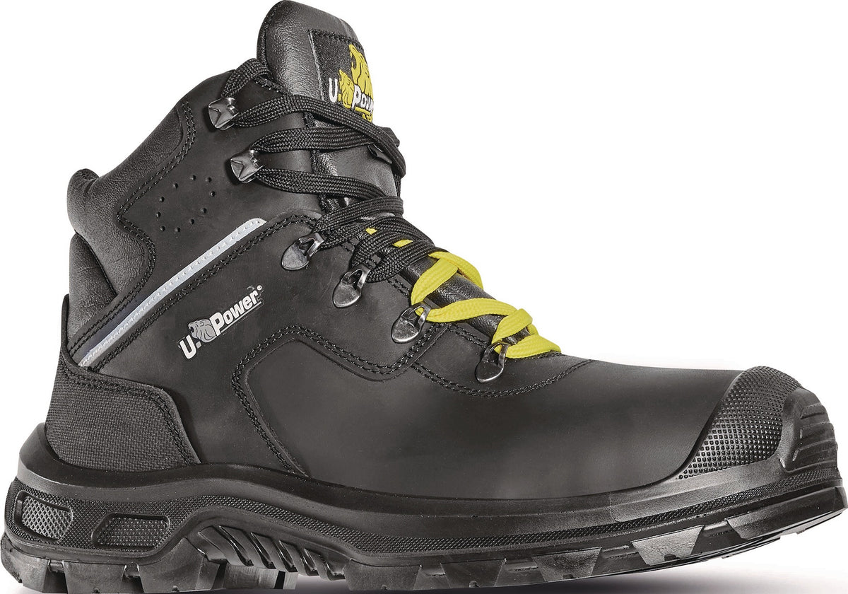 U.POWER Sicherheitsstiefel THANOS S3S CI FO SR ESD – Schwarz/Gelb, Pull-Up Leder, Gr. 40