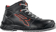 U.POWER Sicherheitsstiefel Sting S3S CI FO SR ESD – Schwarz/Rot, Glattleder, metallfrei, Gr. 40