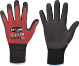 STRONGHAND PRECISOR Feinstrickhandschuhe Gr. 8 rot/schwarz EN 388 Nitrilschaum