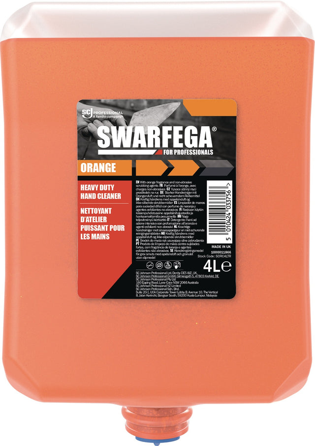 Swarfega ORANGE Handreinigungspaste 4 l Paste – Feuchtigkeitsspendend mit Orangenduft