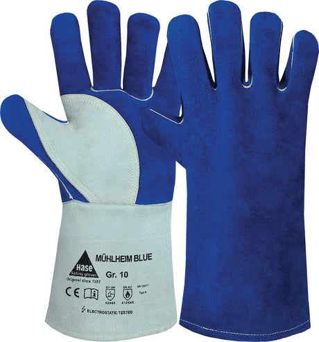 HASE Schweißerhandschuhe Mühlheim Blue Gr.10 aus Rindspaltleder – EN 12477