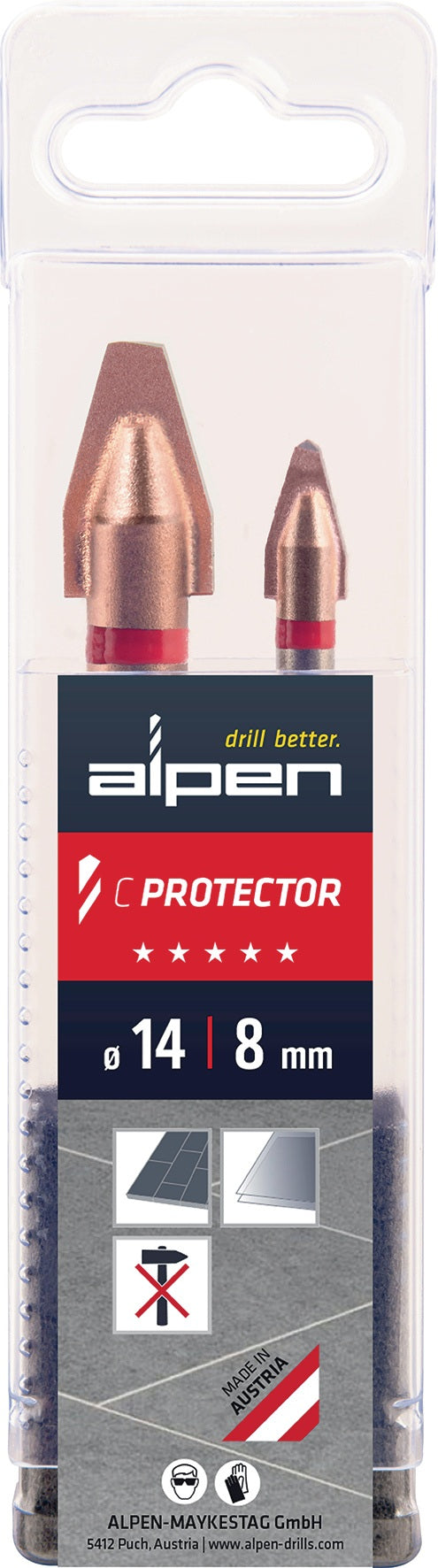 ALPEN Fliesenbohrersatz C PROTECTOR 2-tlg. Ø 8/14 mm – Präzise Bohrungen in Feinsteinzeug