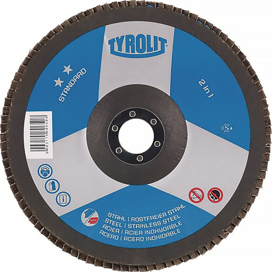TYROLIT Fächerscheibe STANDARD 125 mm K60 Zirkonkorund für Stahl und Edelstahl