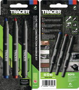 TRACER Clog Free Baumarkierungsset von OX TOOLS – 3 Marker für staubige, ölige & feuchte Oberflächen