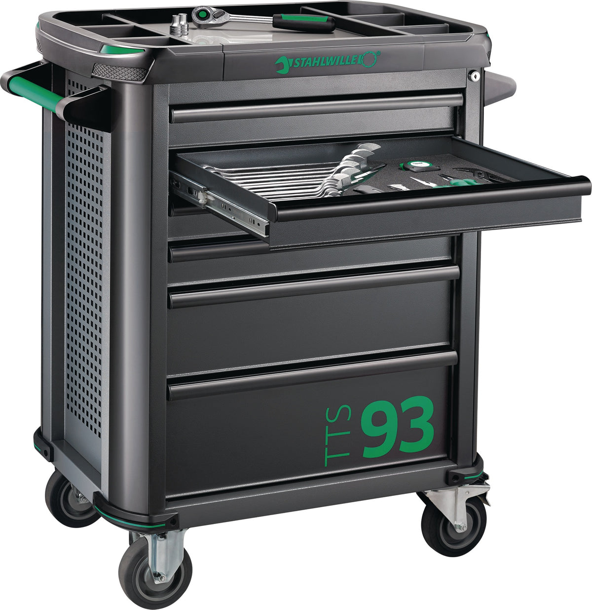 STAHLWILLE Werkstattwagen TTS 93/6 A – 6 Schubladen, 500 kg Tragkraft, Stahlblech anthrazit