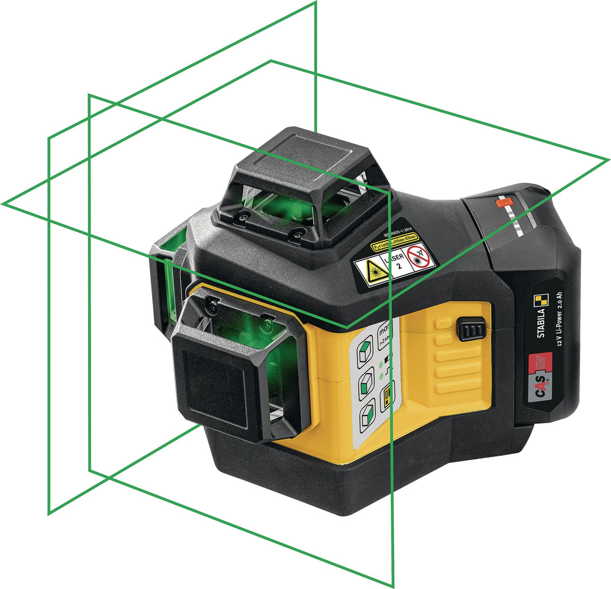 STABILA Multilinienlaser LAX 600 G – Grüne 3x360°-Linien, 40 m, IP65, Akku
