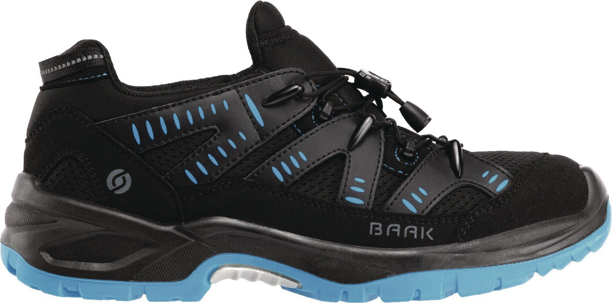 BAAK Sicherheitsschuh Homer S1P SRC ESD – Aluminium-Flexkappe, Multi-Weiten-System, Textil, schwarz/blau, Gr. 40
