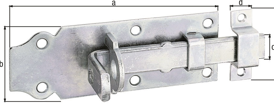 GAH Schlossriegel 120 mm Stahl galv. verzinkt dickschichtpassiviert, Ausschub 33 mm