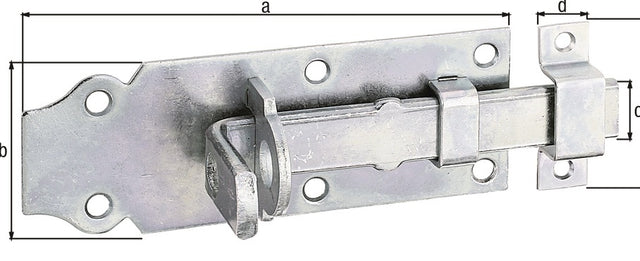 GAH Schlossriegel 120 mm Stahl galv. verzinkt dickschichtpassiviert, Ausschub 33 mm