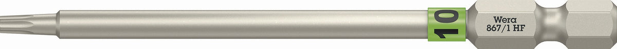 WERA Bit 867 TORX® HF 1/4 Zoll TX 10, 89 mm mit Farbleitsystem und Haltefunktion