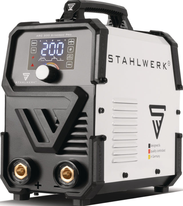STAHLWERK Elektrodenschweißgerät ARC 200 Synergic Pro mit Zubehör 10-200 A