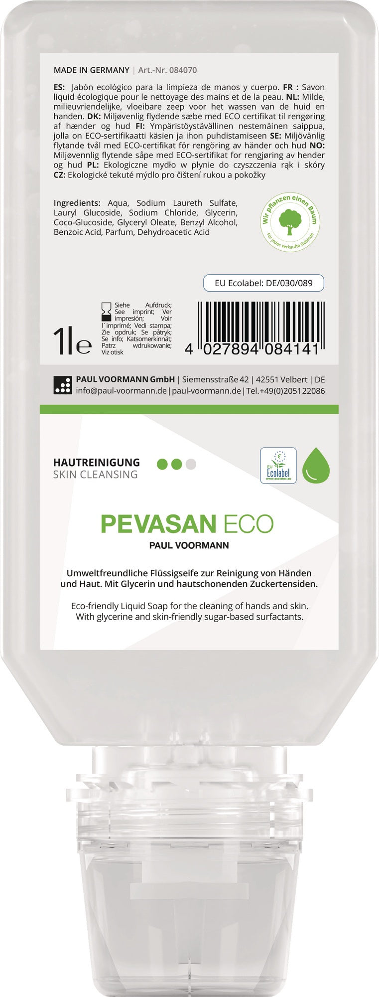 Handreinigung Pevasan ECO 2l ph-hautneutral Softflasche von PAUL VOORMANN – milde Hautreinigungs-Lotion