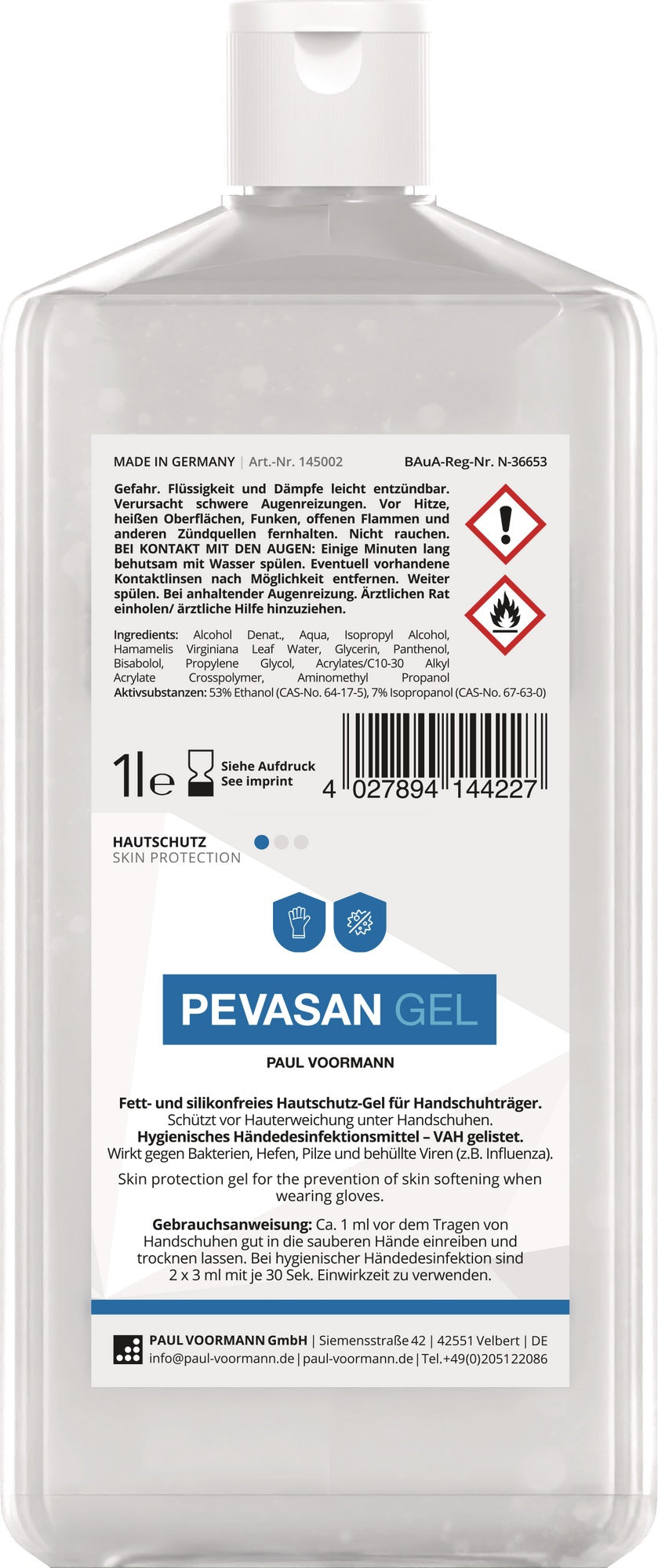 Pevasan Gel Hände-Desinfektionsmittel 100 ml Tube von PAUL VOORMANN – VAH-gelistet, unparfümiert