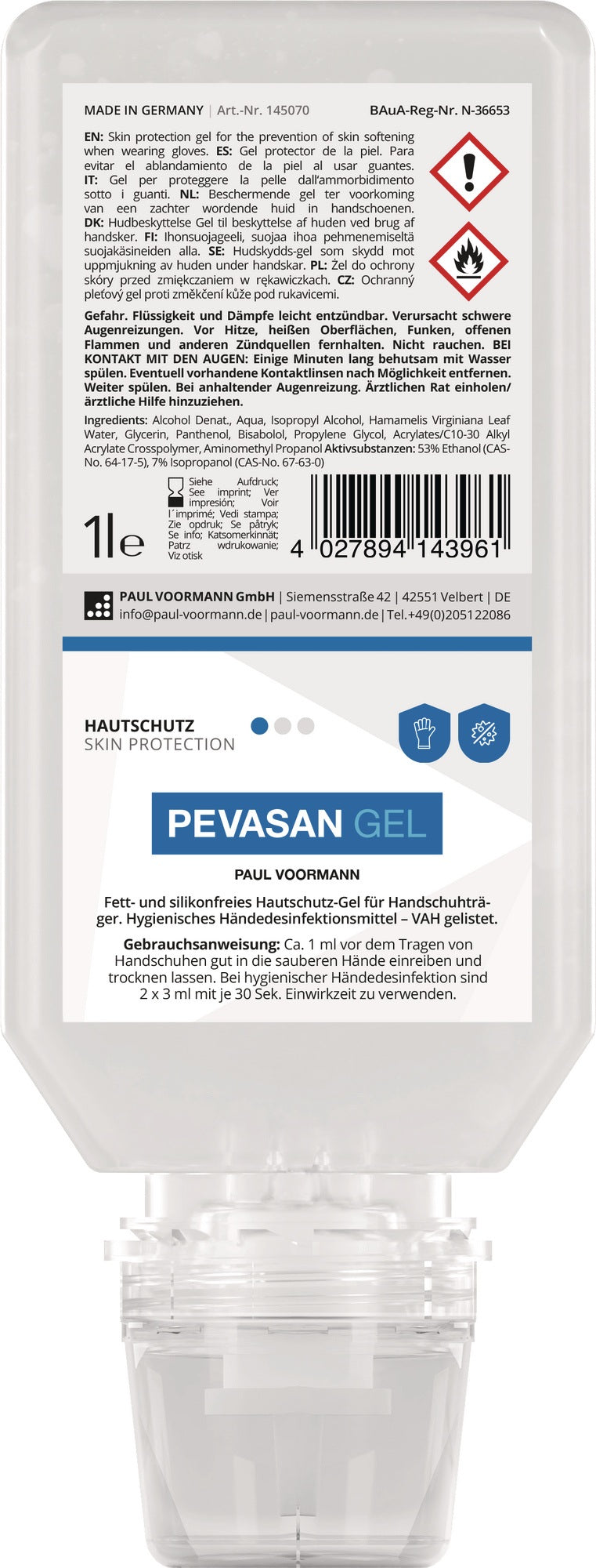 Pevasan Gel Hände-Desinfektionsmittel 100 ml Tube von PAUL VOORMANN – VAH-gelistet, unparfümiert