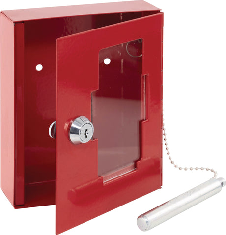 BURG-WÄCHTER Notschlüsselbox EMG 6165 – Stahlblech, rot lackiert, 1 Haken, inkl. Glasbruchstift