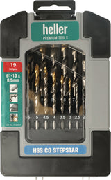 HELLER Metallbohrer-Set Stepstar HSS-Co TiN 19-tlg. DIN 338 mit Heavy-Duty Box