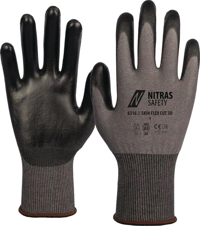 NITRAS SKIN FLEX CUT 3D Schnittschutzhandschuhe Gr.10 grau/schwarz EN 388