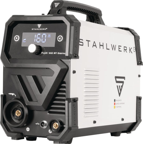 STAHLWERK Fülldrahtschweißgerät FLUX 160 ST Digital – 20-160 A, synergischer Drahtvorschub, IGBT, gasgekühlt
