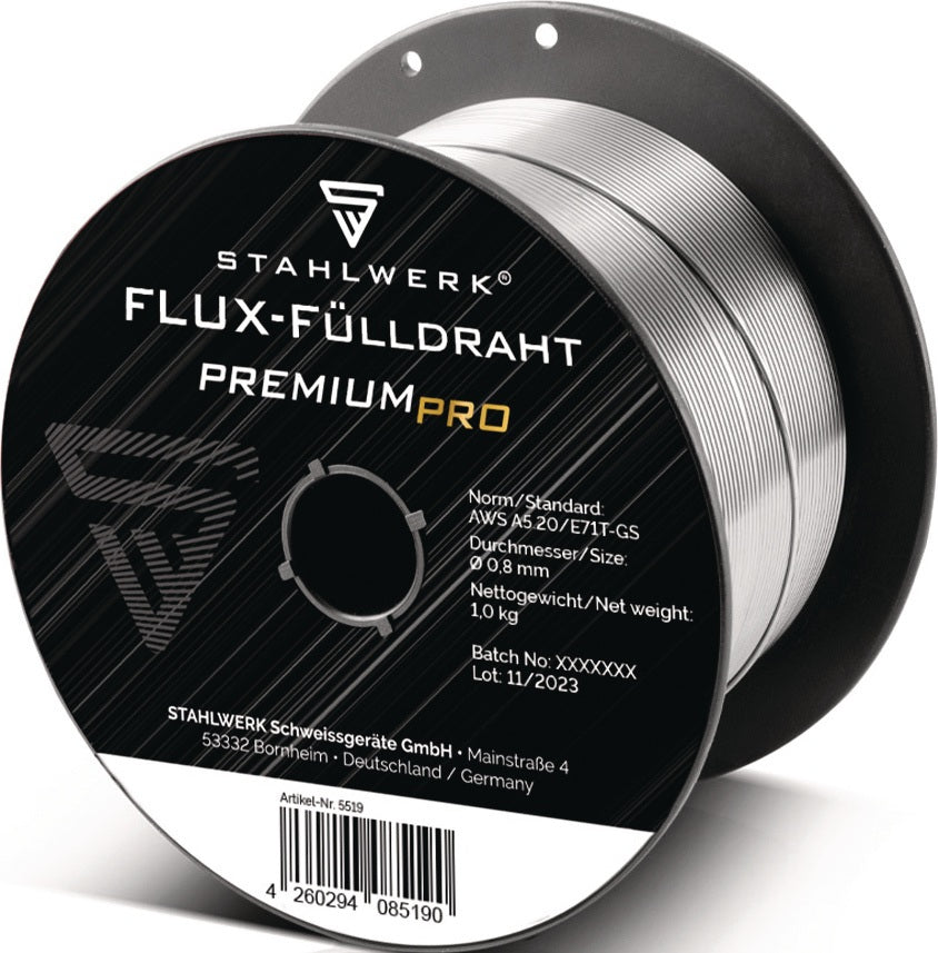 STAHLWERK Fülldraht FLUX E71T-GS 0,8 mm S100/D100 – Selbstschützend, Spritzarm