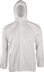 COVERFLASH Chemikalienschutzjacke CoverFlash® CF-JAK 2XL weiß – Einwegjacke mit Kapuze, EN 13034/EN 14126/EN 1149-5
