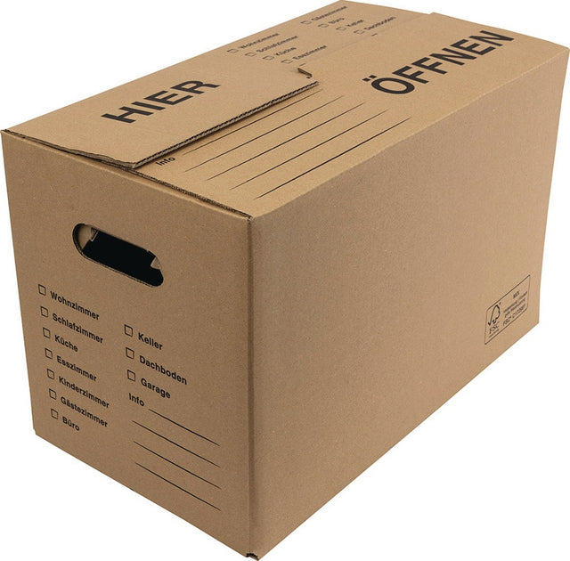 Umzugskarton Wellpappe L520xB280xH320mm zweiwellig braun von TransPak AG – 15 Stück