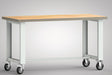 KLW-LUTZ Werkbank B1500 x T700 x H840 mm Buche Multiplex lichtgrau mit Bock- und Lenkrollen