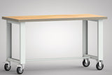 KLW-LUTZ Werkbank B1500 x T700 x H840 mm Buche Multiplex lichtgrau mit Bock- und Lenkrollen